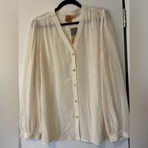 Tory Burch Sheer Cream Blouse 14